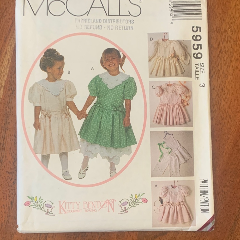 3 for $15 McCallKitty Benton Sewing Pattern for girls  Dresses slip & pantaloons